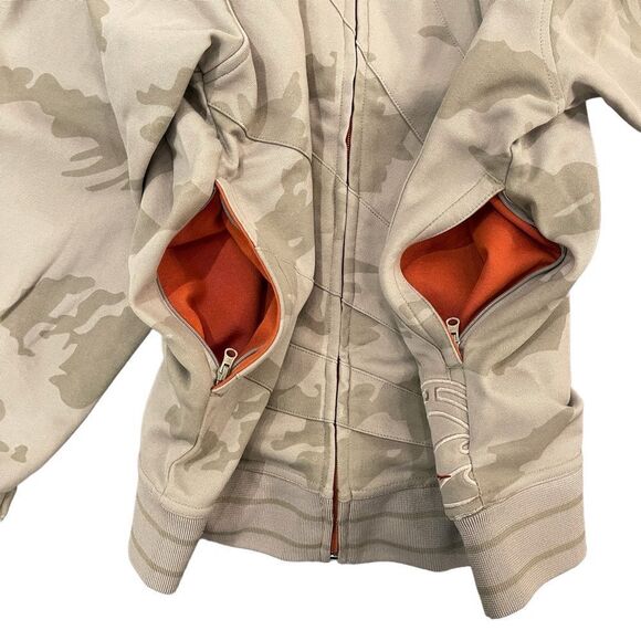 Billabong Jacket Zip Up Tan Camo Stand Up Collar Logo Men's M Pockets Sweater - Picture 5 of 13